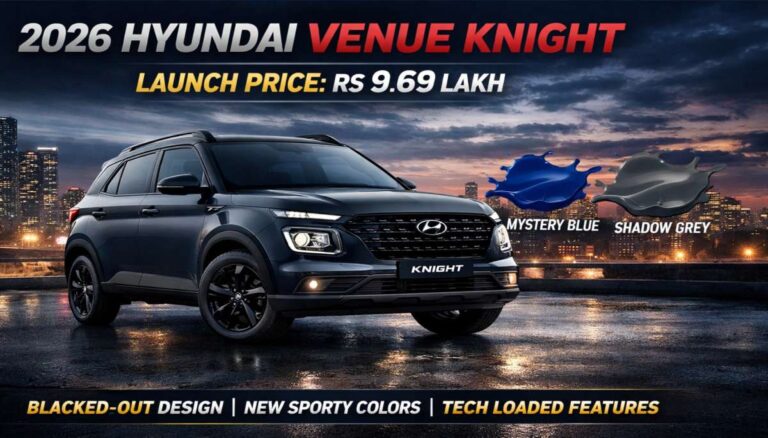 2026 Hyundai Venue Knight Launch Price Rs 9.69 Lake. Bold New Look With 2 Striking Colours